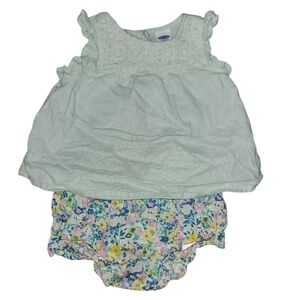 Old Navy Mint Top and Floral Diaper Cover Set